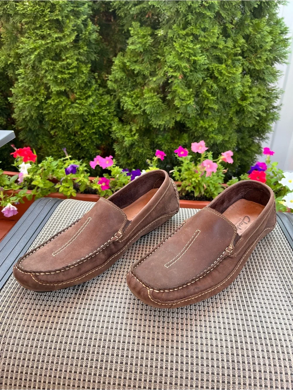 Clarks Men’s Brown Nubuck Leather Driving Loafers Size 11.5 M